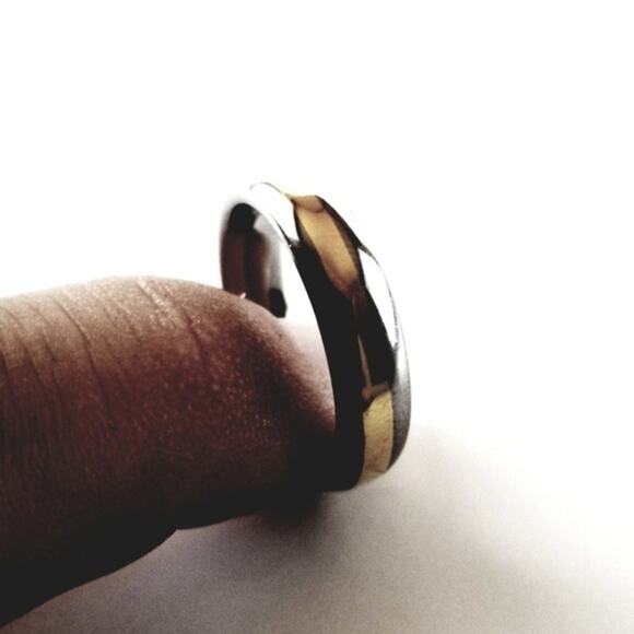 New tungsten ring with gold strip 12 - Picture 3 of 3